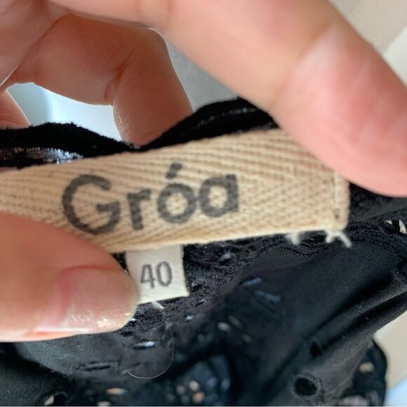 GROA Black Eyelet Lace Sheer Summer Beach Dress - Small - Picture 2 of 7